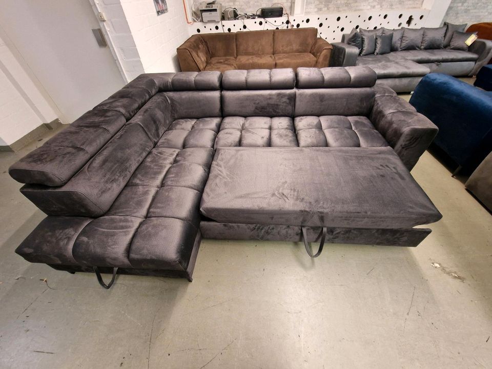 Sofa Wohnlandschaft Ecksofa samt grau mit Schlaffunktion und Bettkasten Möbel Wurm wohnen in Osnabrück