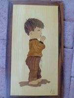 Intarsienbild, Bild aus Furnier betendes Kind, Kunst aus Holz Baden-Württemberg - Loßburg Vorschau