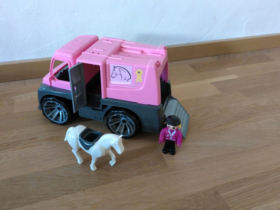 LENA Truxx Pferdetransporter mit Zubehör rosa in Roth