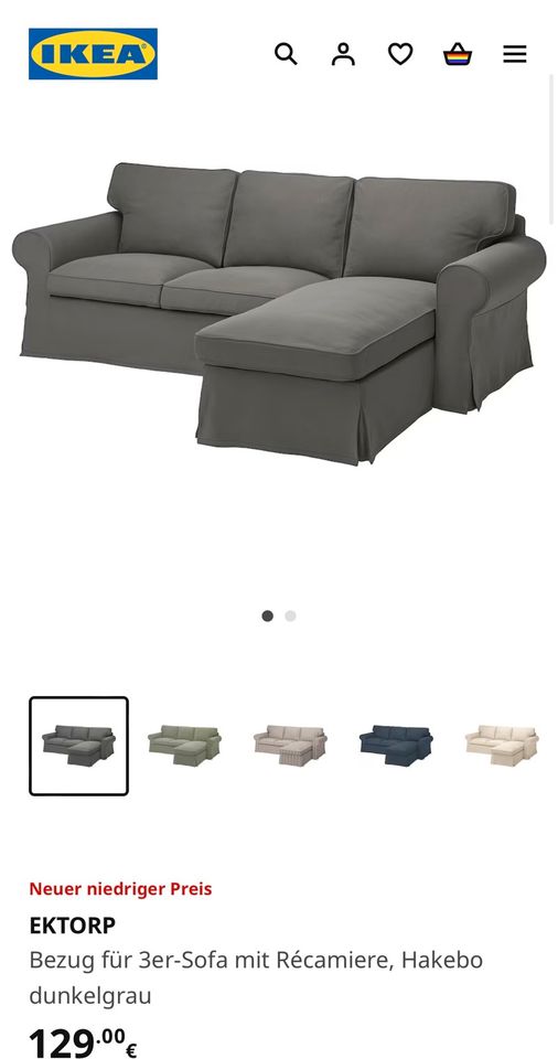 Ikea Ektrop Bezug für 3er Sofa mit Récamiere in Bad Zwischenahn