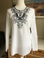 Damen Tunika Bluse Boho Gr. 36  weiß m. schwarz. Schmucksteinen Saarland - Bous Vorschau
