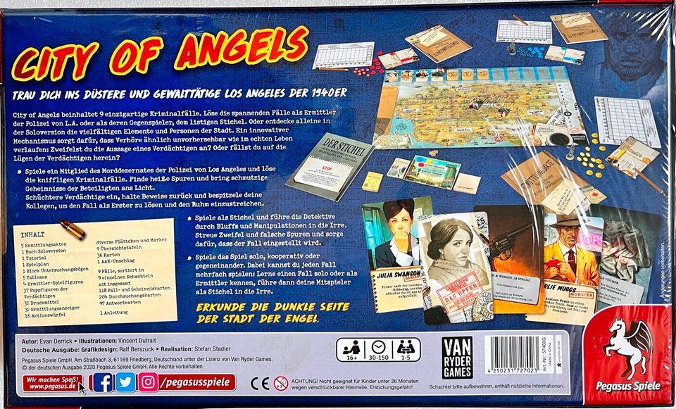 City of Angels Pegasus Spiele Brettspiel Kennerspiel Krimispiel in Salgen