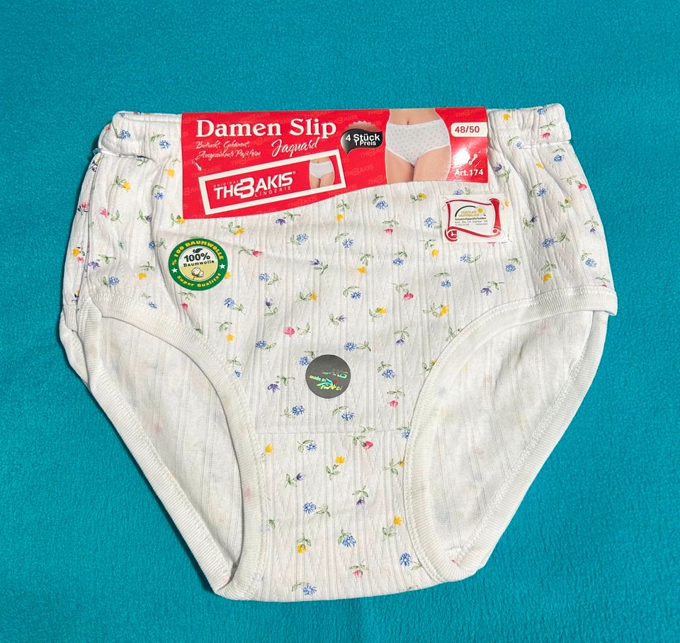 4 x Damen Slips Unterhose Unterwäsche Baumwolle 48/50 geblümt in Berlin