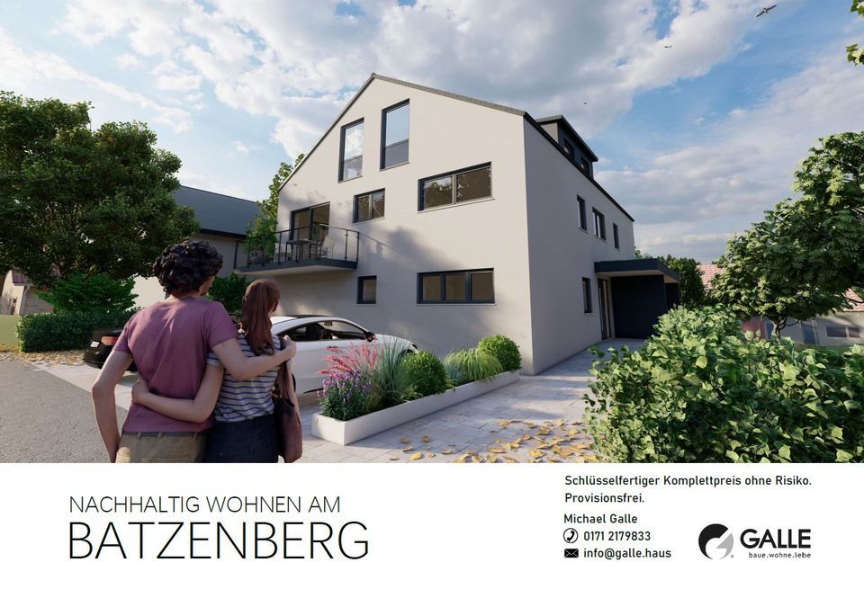 KfW förderfähig: 270.000 € ab 0,01% eff. p.a.! Helle 4-Zi-Maisonette-Wohnung in Ortsrandlage direkt am Batzenberg in Ehrenkirchen