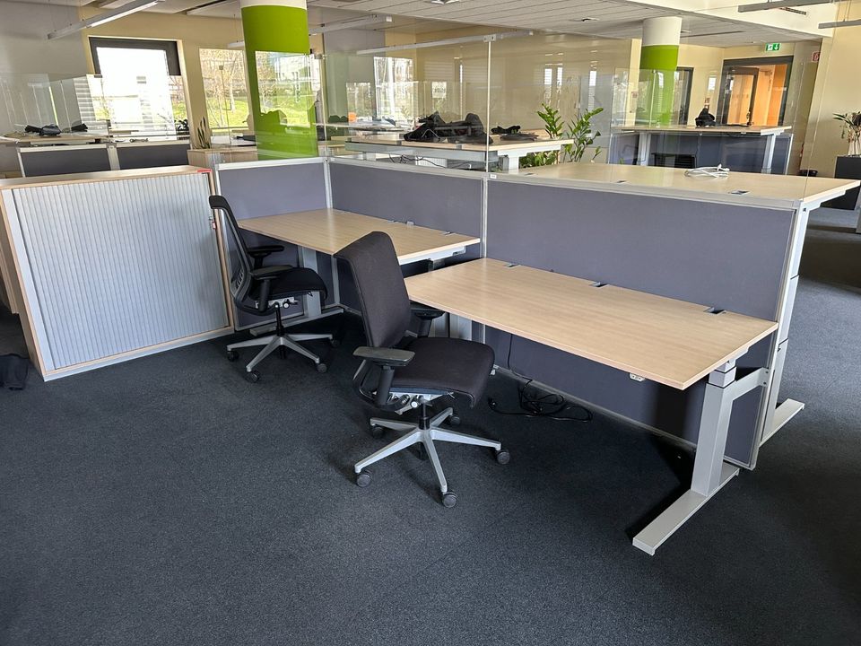 ❗️180x Arbeitsplatz Steelcase Ahorn Silber/ Büro SET/ Aktenschrank/ Rollcontainer/ Bürospind/ elektrisch Höhenverstellbare Schreibtische/ hydraulische Schreibtische/ Stehtische/ Wertfachschrank/ Büro in Linden