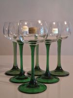 6 Vintage Weingläser mundgeblasen grüner Stiel Kristallglas Rheinland-Pfalz - Bad Kreuznach Vorschau