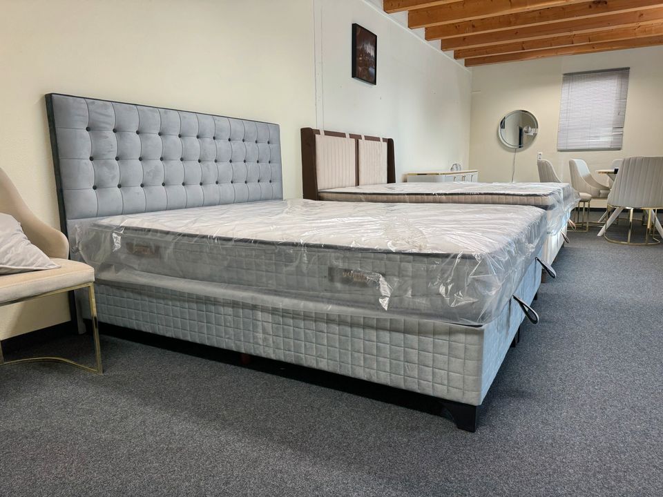 Platzmangel Angebote bis Ende Mai 24 (Boxspringbett BAZZA 180 X 200 CM KOPFTEIL - BETTGESTELL mit Stauraum - MATRATZE QMLager in Ursensollen