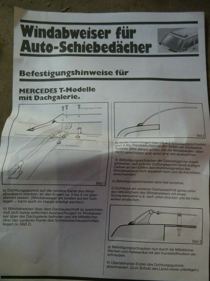 Windabweiser für Auto Schiebedächer , wie Audi 50 , BMW 02 , Merc in Erligheim