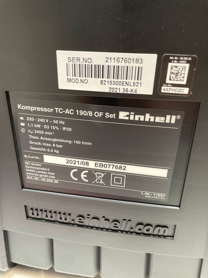 Einhell Mobil Druckluft Kompressor TC-AC 190/8 Kit inkl, Zubehör in Bochum
