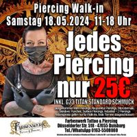 25€ Piercing Walk-in Samstag 18.05.24 11-18 Uhr Duisburg - Duisburg-Mitte Vorschau