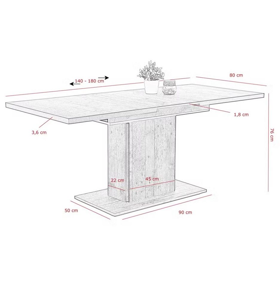 Ausziehbarer Esstisch 140-180cm  Altholz Dekor in Berlin