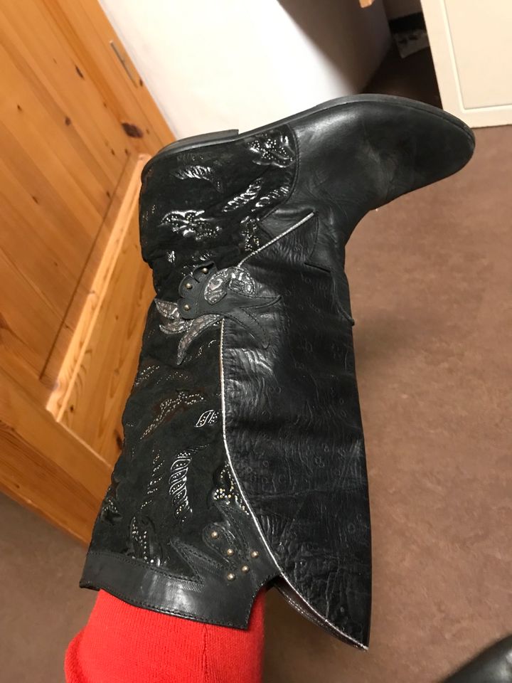 Cowboystiefel Schwarz Leder Vintage Retro unisex in Schömberg