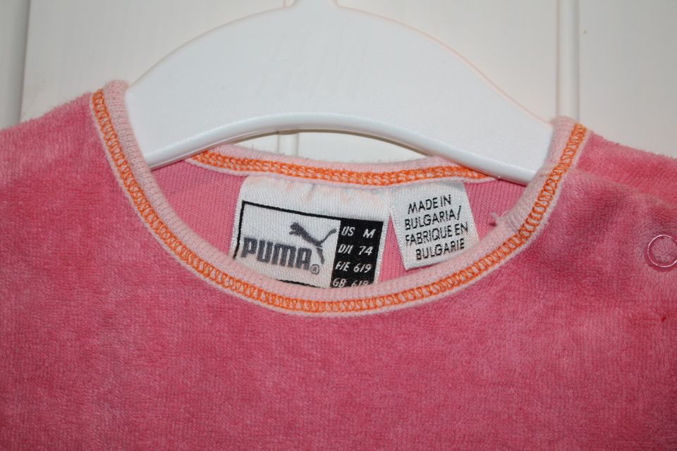 Puma Einteiler Spieler Overall Gr. 6-9 Monate 74 rosa Logo orange in Achim