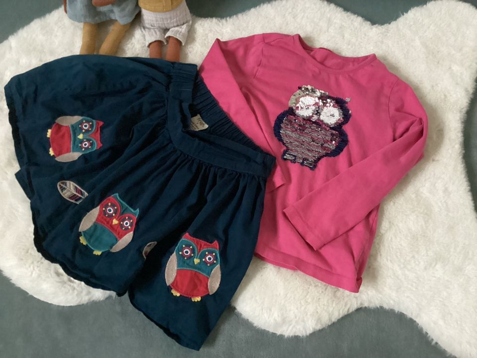 Frugi Rock Eulen Bio ❤️ Langarmshirt Wendepailletten Eule 104/110 in Waldkirch