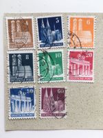 8 Briefmarken, dt.Post, amerik/brit.Zone,1951, Historische Bauten Herzogtum Lauenburg - Wentorf Vorschau