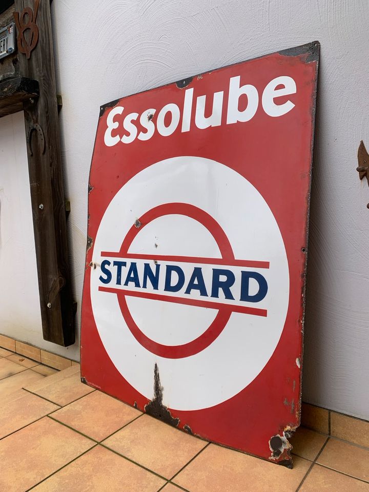 Antikes Esso Standard Emaille Schild in Großrosseln