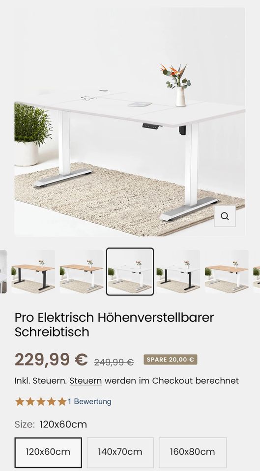 Pro Elektrisch Höhenverstellbarer Schreibtisch 120x60 cm 140x70cm in Kassel