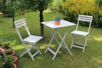 Gartenset 3 teilig weiß Tisch Klapptisch klappstuhl Stuhl Balkon Essen - Steele Vorschau