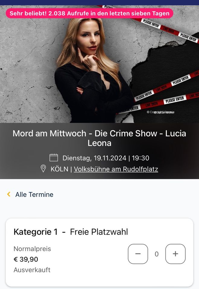 Gesucht Lucia Leona Karten für Köln am 19.11.2024 in Düsseldorf