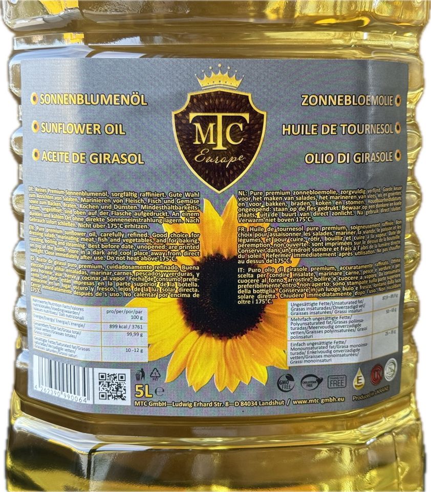 Sonnenblumenöl *MTC* 3x5Liter 15Liter Karton Speiseöl Frittieröl in Landshut