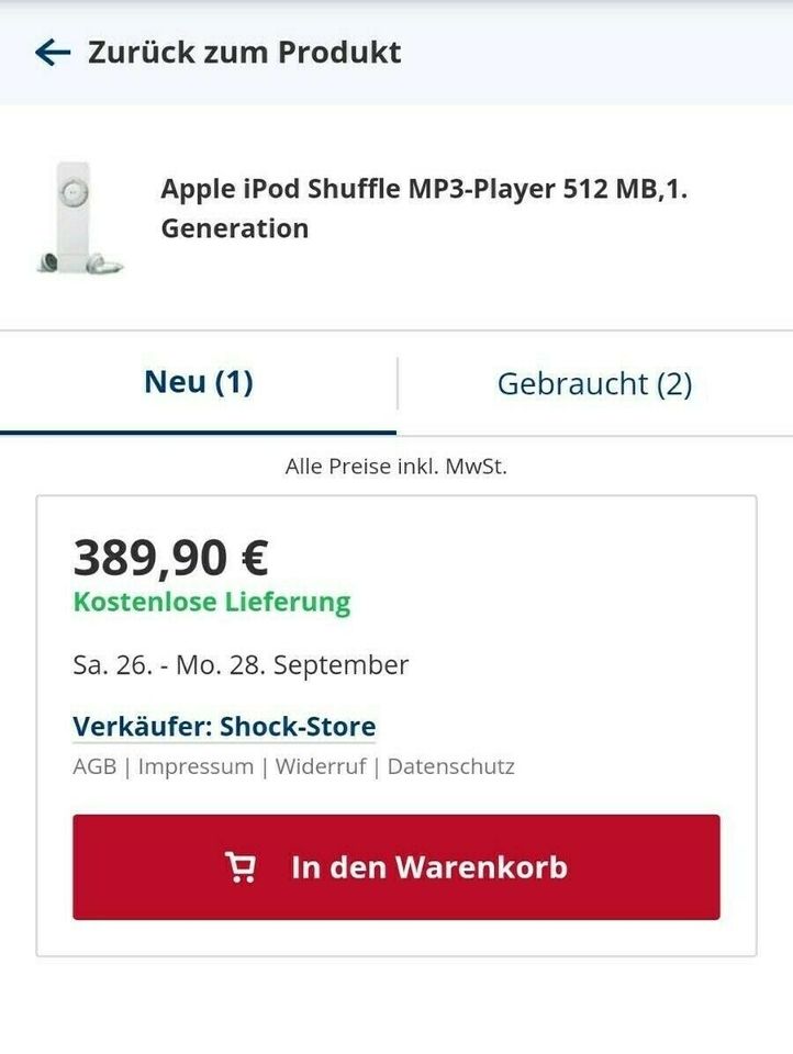 Original IPod Shuffle 1.Generation *rar* in Neusäß