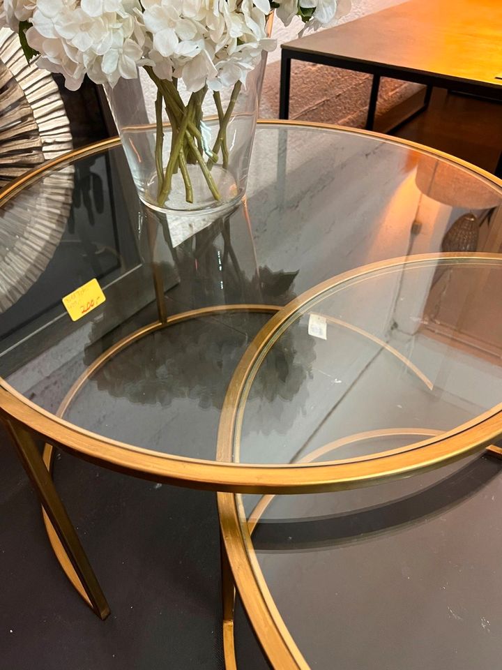 Couchtisch DUARTE Gold Glas 2er-Set in Frankfurt am Main