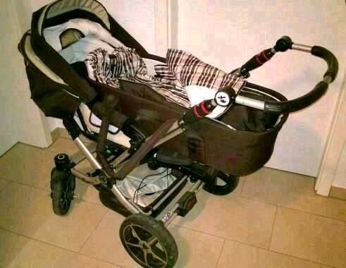 Hartan Kombi Kinderwagen, braun hellblau, Zubehör Buggy Baby BtBj in Neudenau 