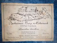 Wein-Etikett Weinetikett 1995 Ipsheimer Hoheneck Bacchus Hofmann Baden-Württemberg - Meckenbeuren Vorschau