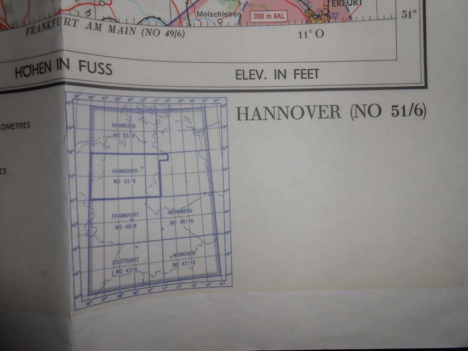 Luftfahrtkarte Hannover ( NO 51/6) ICAO 1:500000 von 1987 in Rahden