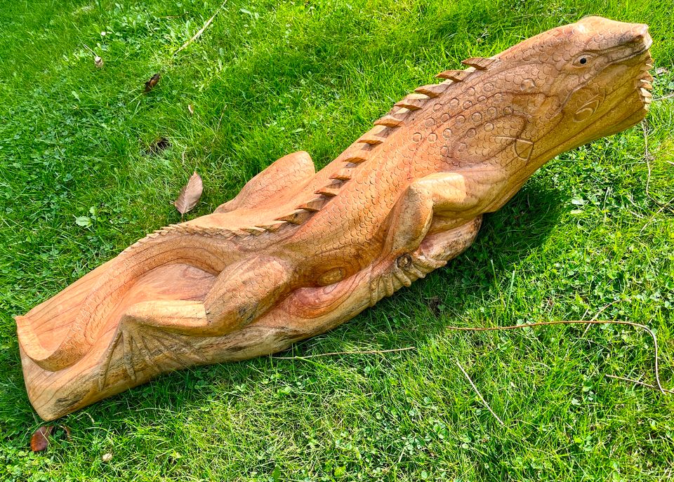 Holzleguan 40cm Leguan Holz Terrarium Gartenteich Teichfigur in Essen