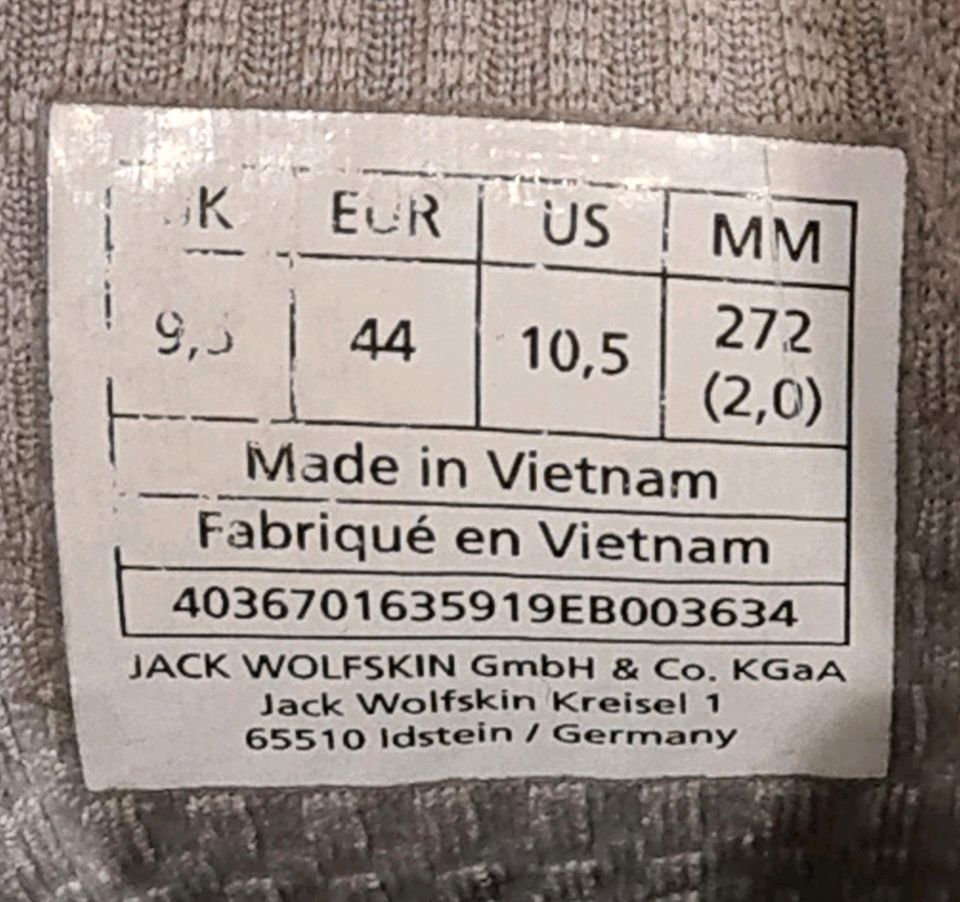 Markensneaker Jack Wolfskin Gr. 44 10,5  graue Halbschu in Lauf a.d. Pegnitz