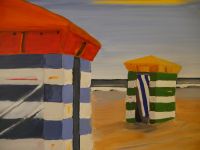 Acrylbild Leinwand Strandzelt Borkum Maritim 40 x 80 Handarbeit Nordrhein-Westfalen - Paderborn Vorschau