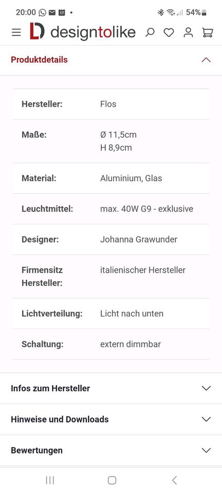 Flos Wan Deckenleuchte in silber in Mettmann