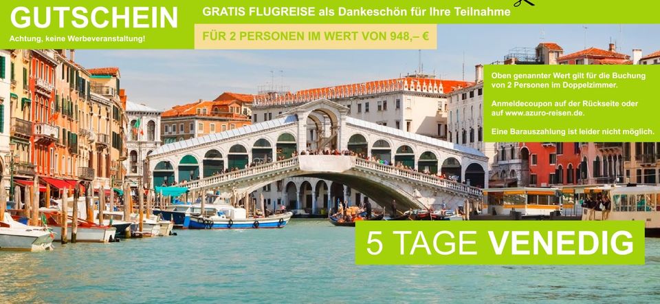 Flugreise-Paket für 2 Personen (5 Tage Venedig & 4 Tage Toskana) in Saarbrücken