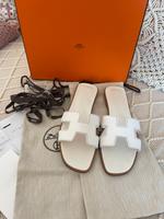 Original Hermés Oran Leder Sandalen weiß mit Rechnung Altona - Hamburg Blankenese Vorschau