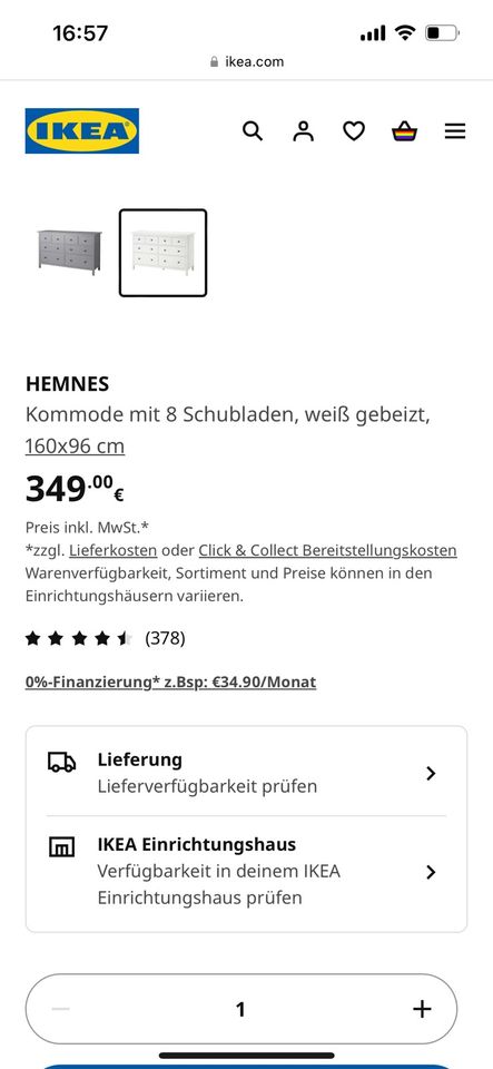 Ikea Hemnes Kommode mit 8 Schubladen schwarz in Leipzig
