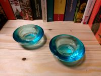 2 Teelichthalter aus Glas in blau Kerzenhalter Thüringen - Stadtroda Vorschau