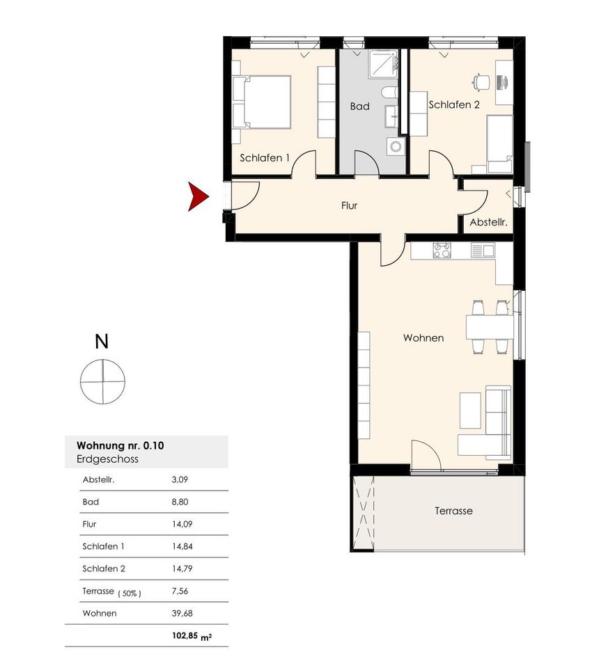 Neubau: 3 Zimmer Wohnung mit Einbauküche, Balkon und toller Aussicht ( Ref.Nr. 2.27) in Eggenfelden