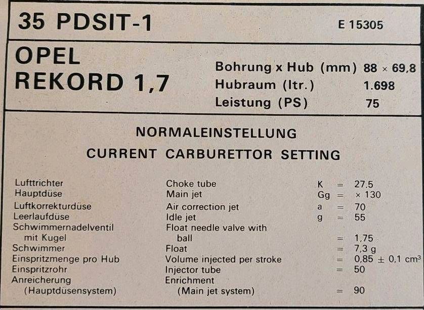 Vergaser Solex PDSIT-1 Techn. Zeichnung in Bochum