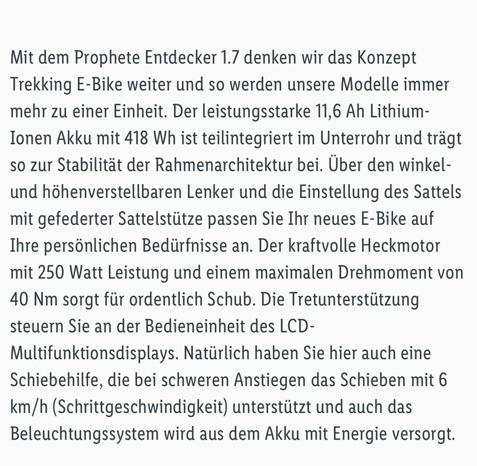 E-Bike Prophete Alu Trecking 28 Zoll Herren in Penzlin