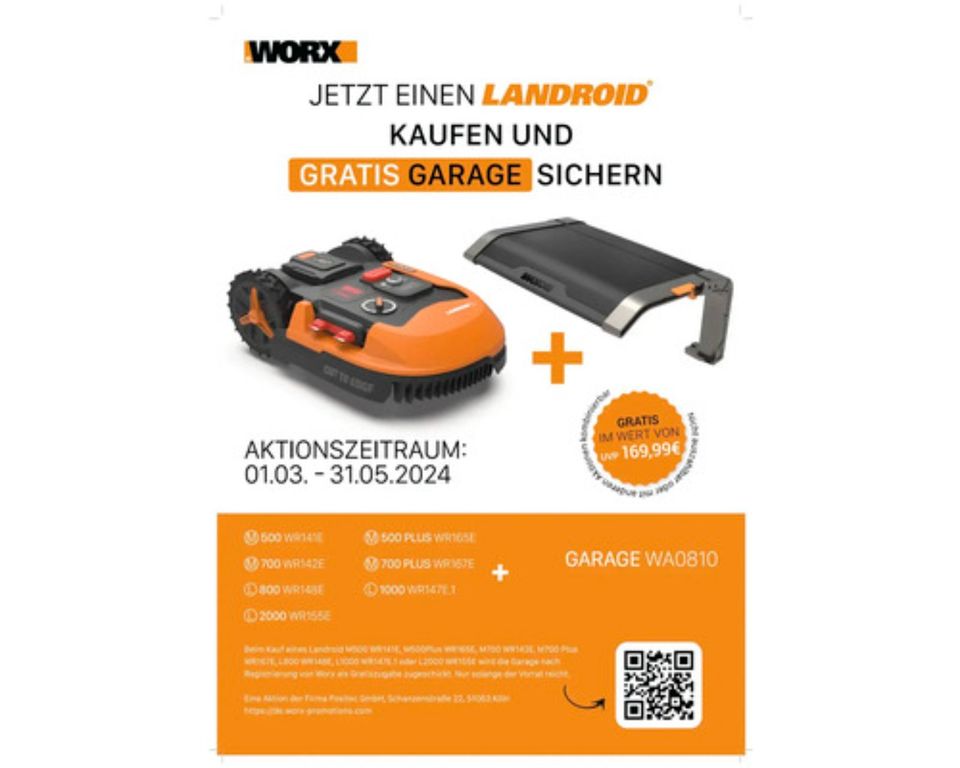 WORX 20V Akku-Mähroboter Landroid M500 18cm/500 m² mit App WR141E in Schwetzingen