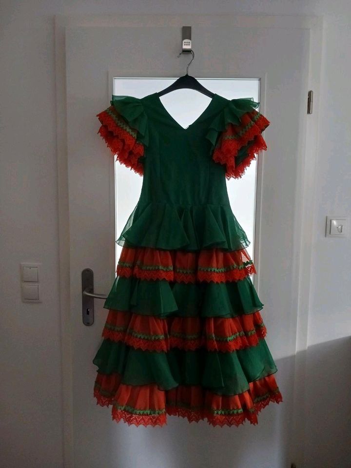 Flamencokleid Mariacruz/Sevilla für Mädchen, grün/orange in Worms