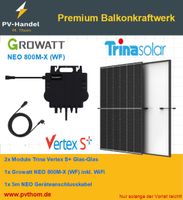 PREMIUM BALKONKRAFTWERK GROWATT NEO 800M-X (WF) 800W Microwechselrichter KOMPLETTPAKET MODULE + WECHSELRICHTER 800W MINI-PV ANLAGE 800W PHOTOVOLTAIKANLAGE TRINA VERTEX S+ 440W 430W bifazial Brandenburg - Dahlewitz Vorschau