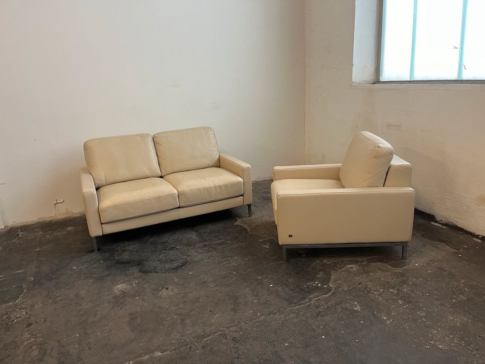 Rolf Benz Vida Designer Ledergruppe Sofa Couch Sessel neuwertig in Backnang