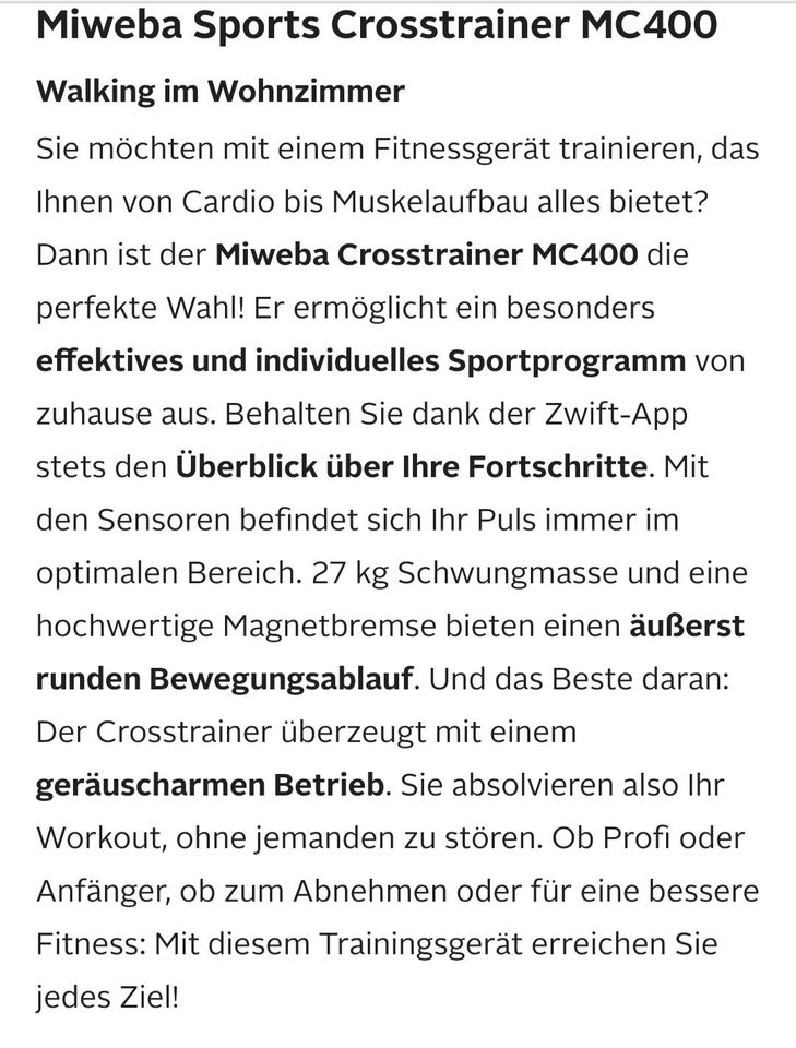 Crosstrainer Miweba Sports MC 400 in Pulheim