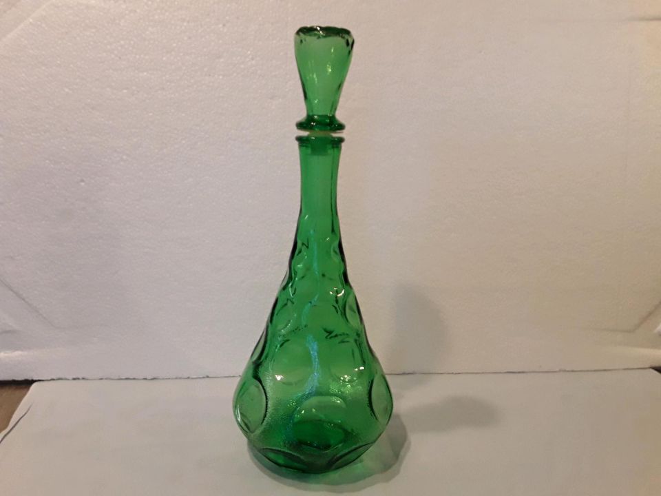 Karaffe Empoli Decanter Glas aus Italien, selten, 36cm, grün,gebr in Malchow