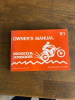 Fahrerhandbuch Bedienungsanleitung owners manual Honda XR 500 Bayern - Aidenbach Vorschau