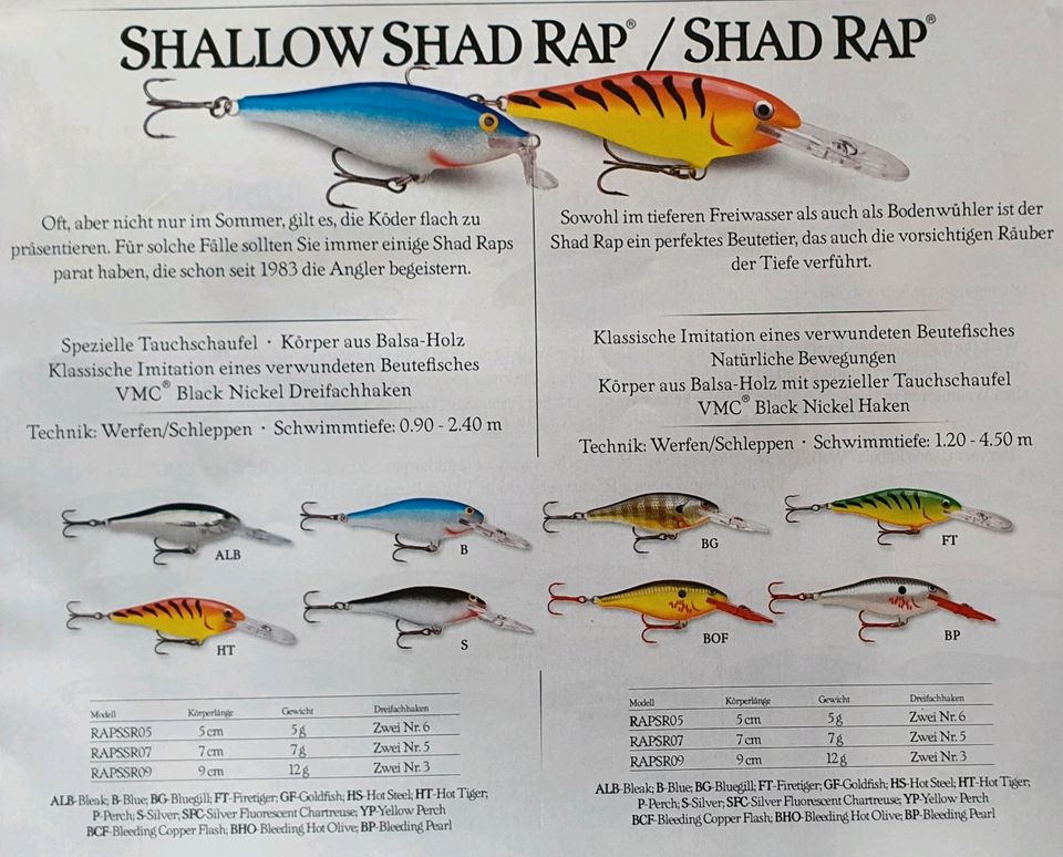 4 RAPALA Wobbler Shad Rap inklusive Plano Box in Grevesmuehlen