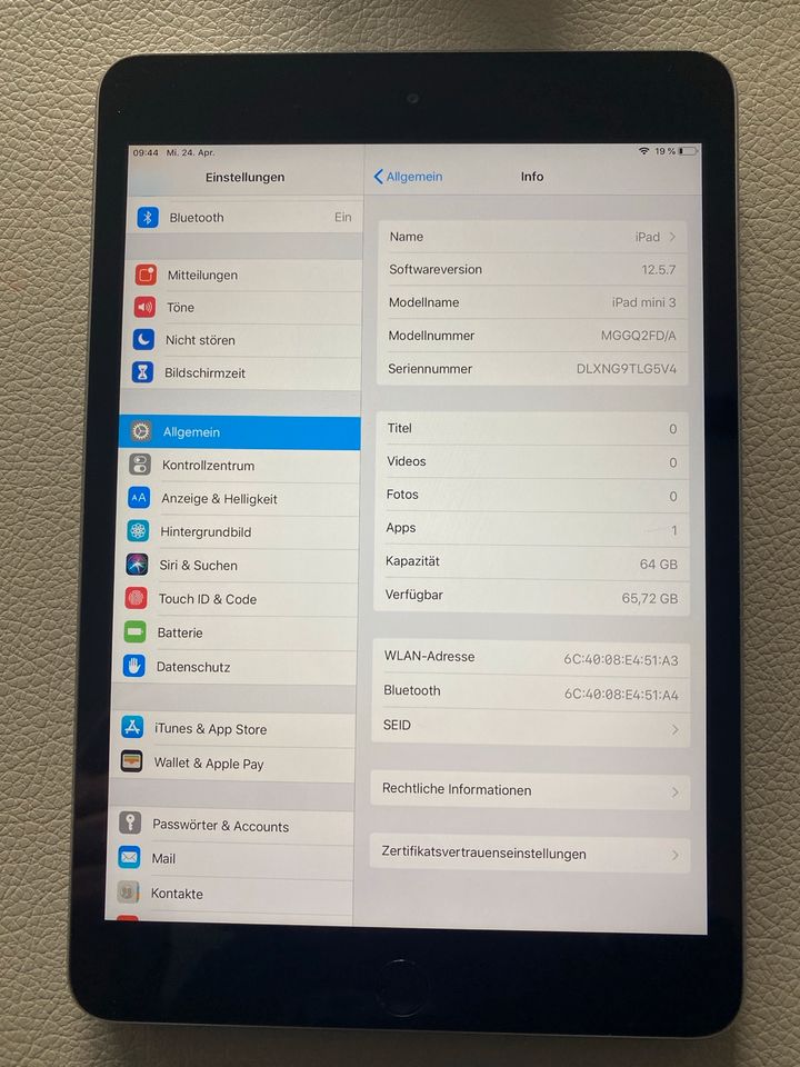 Ipad 3 mini 64 GB in sehr gutem Zustand in Hecklingen