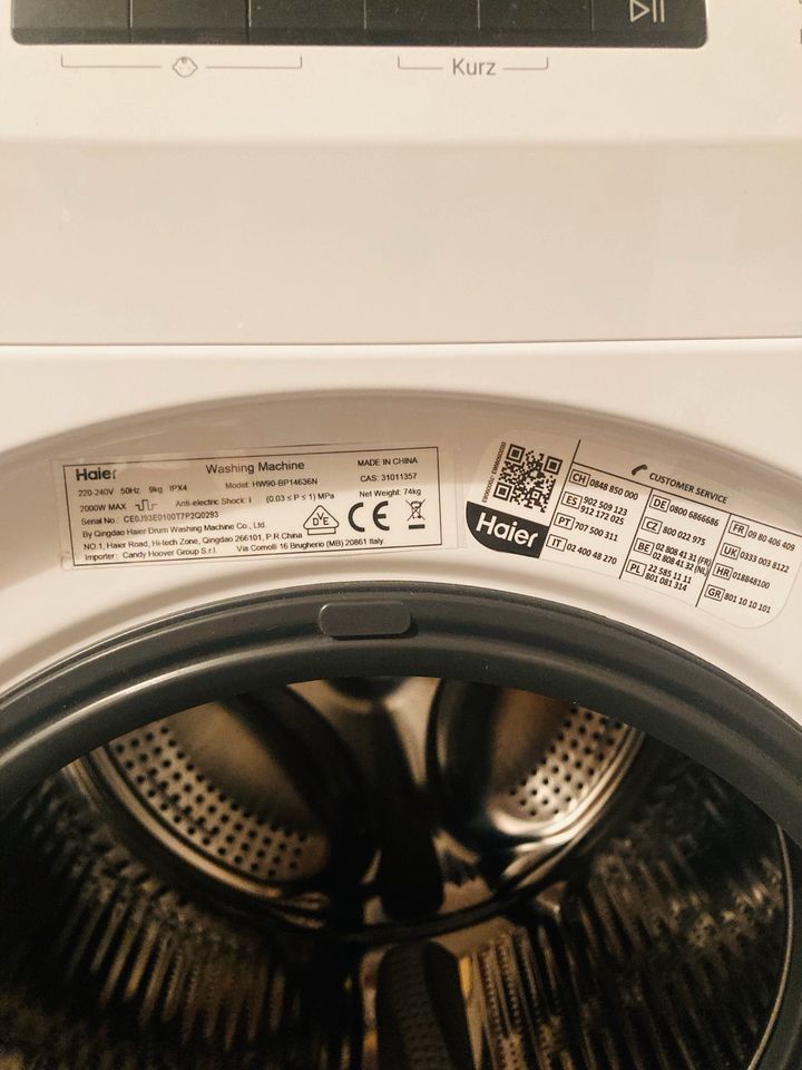 Haier Waschmaschine, 9 kg, 1400 U/Min. Neuwertig in Gladenbach